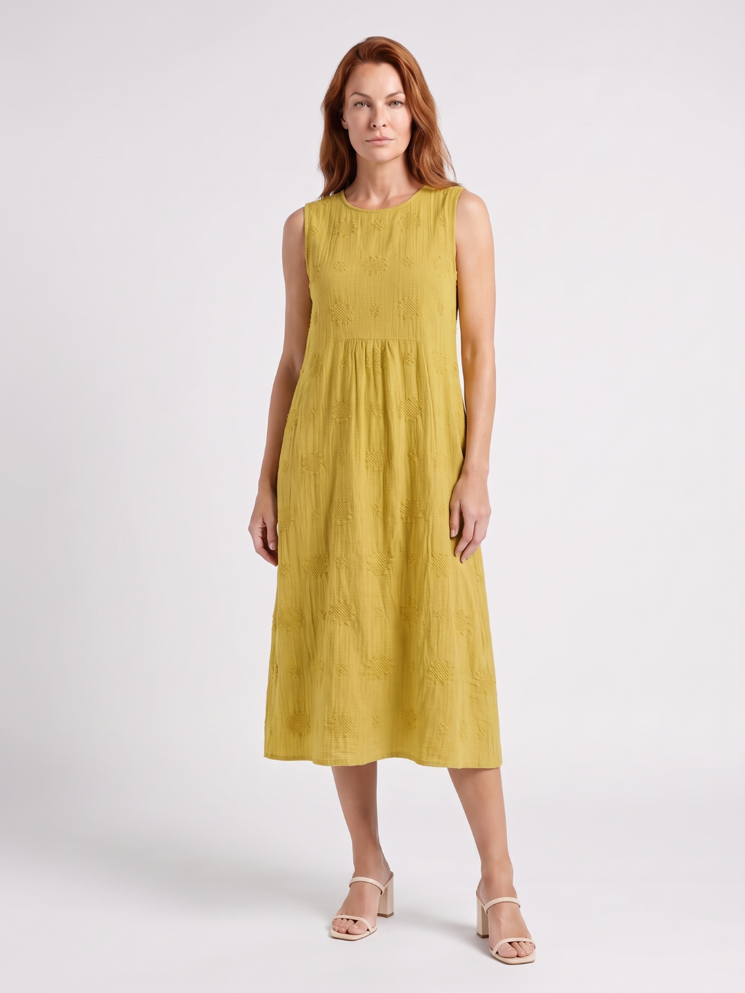 Ariana | Embroidered Round Neck A-Line Midi Dress