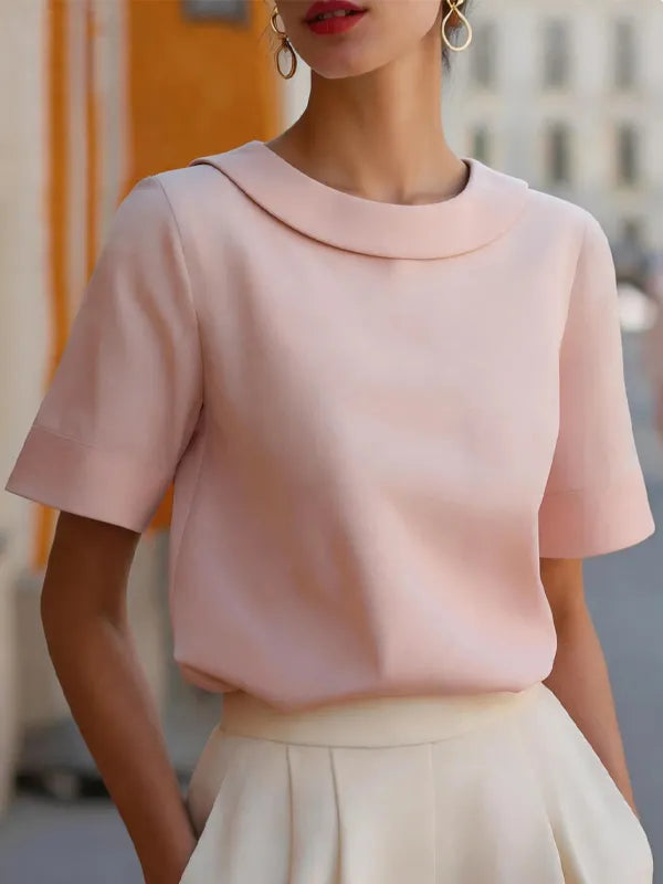 Cordelia | Crepe Crew-Neck Boxy Top