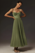 Lily | Bustier Pleated Tulle Midi Dress