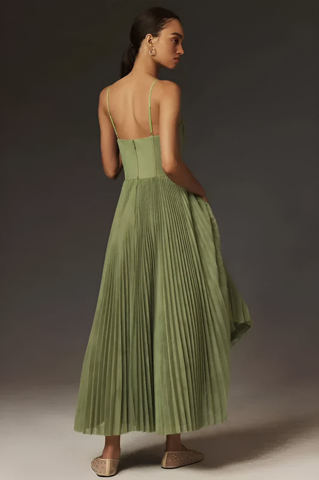 Lily | Bustier Pleated Tulle Midi Dress