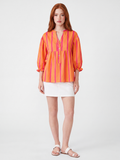 CALLA Women's Striped Notch-Neck Button-Front Peplum Blouse