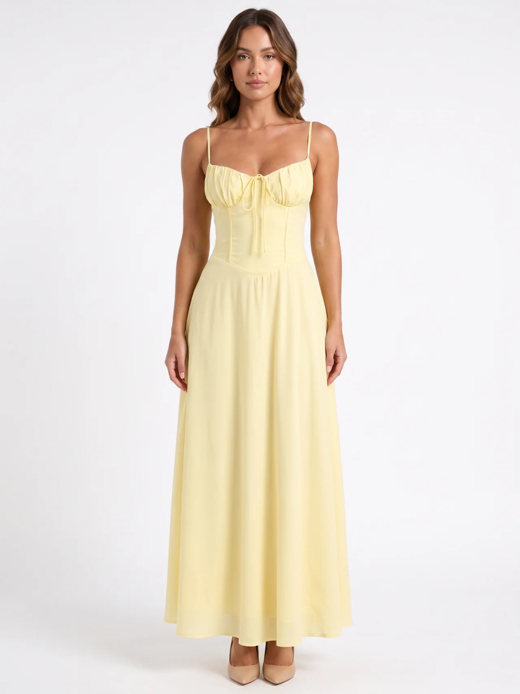 Isabella | Tie-Front Ruched Bust Tiered Maxi Dress