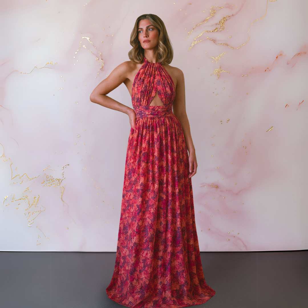 Marlowe | Floral Halter High-Slit Maxi Dress