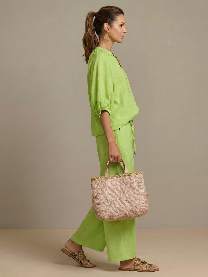 Marlene | Linen Zip-Front Balloon-Sleeve Co-ord Set