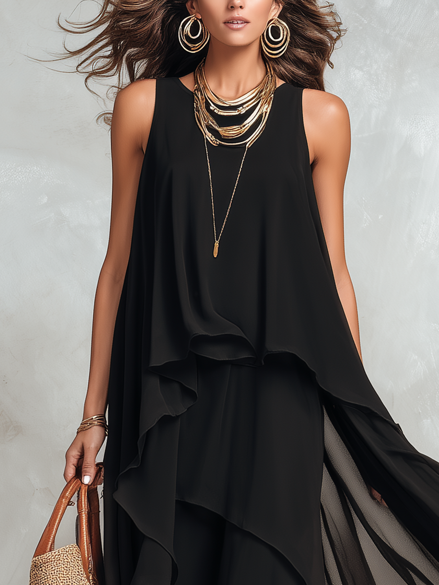 Goldie | Tiered Ruffle Chiffon Maxi Dress