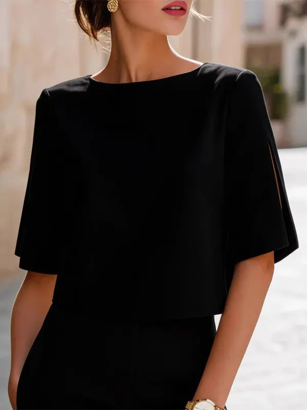 Felicity | Boat Neck Cropped Bell Sleeve Top