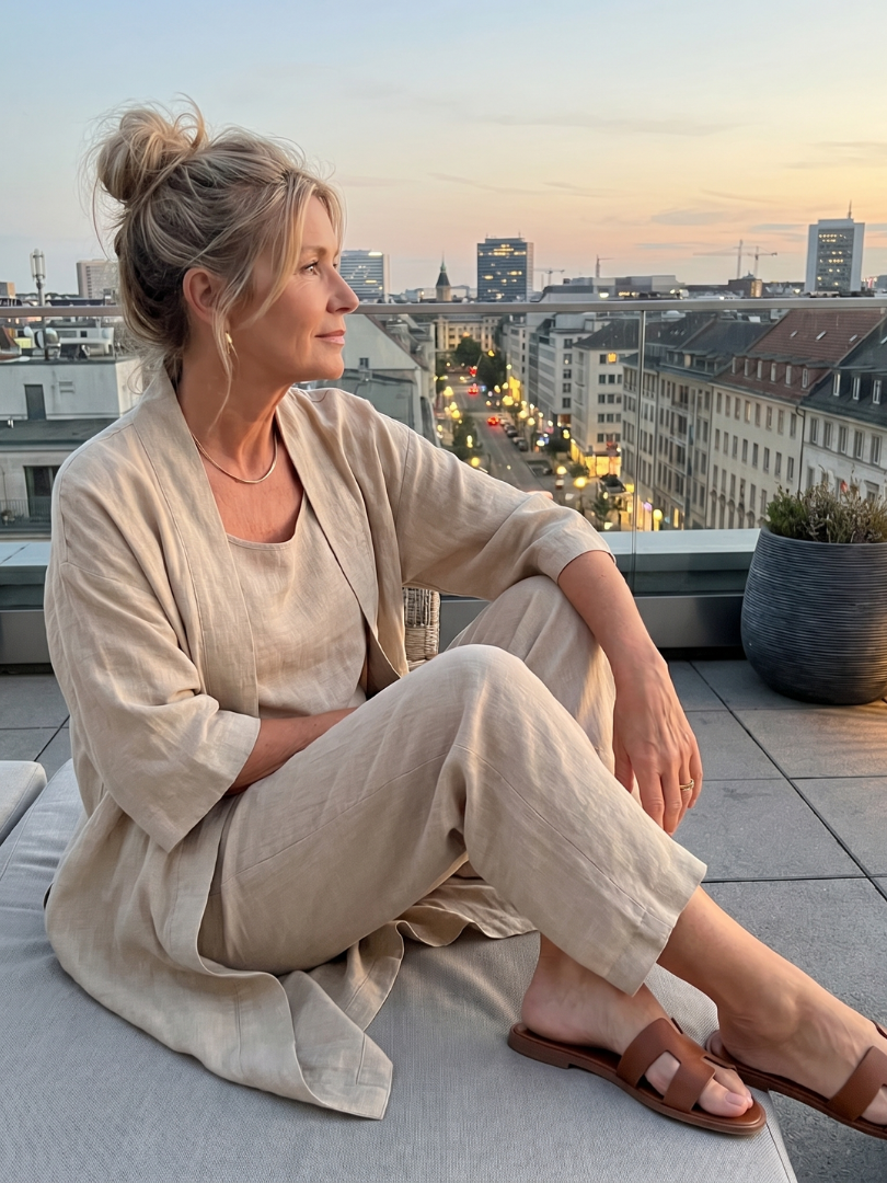 Delaney | Linen Tank Wide-Leg Pant Kimono 3-Piece Co-ord Set