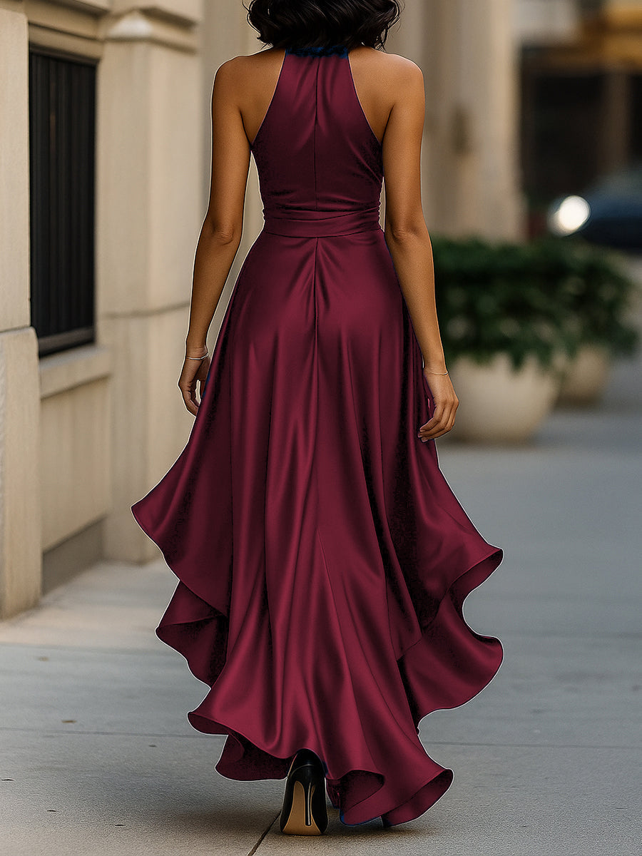 Mia | Halter Wrap High-Low Maxi Dress