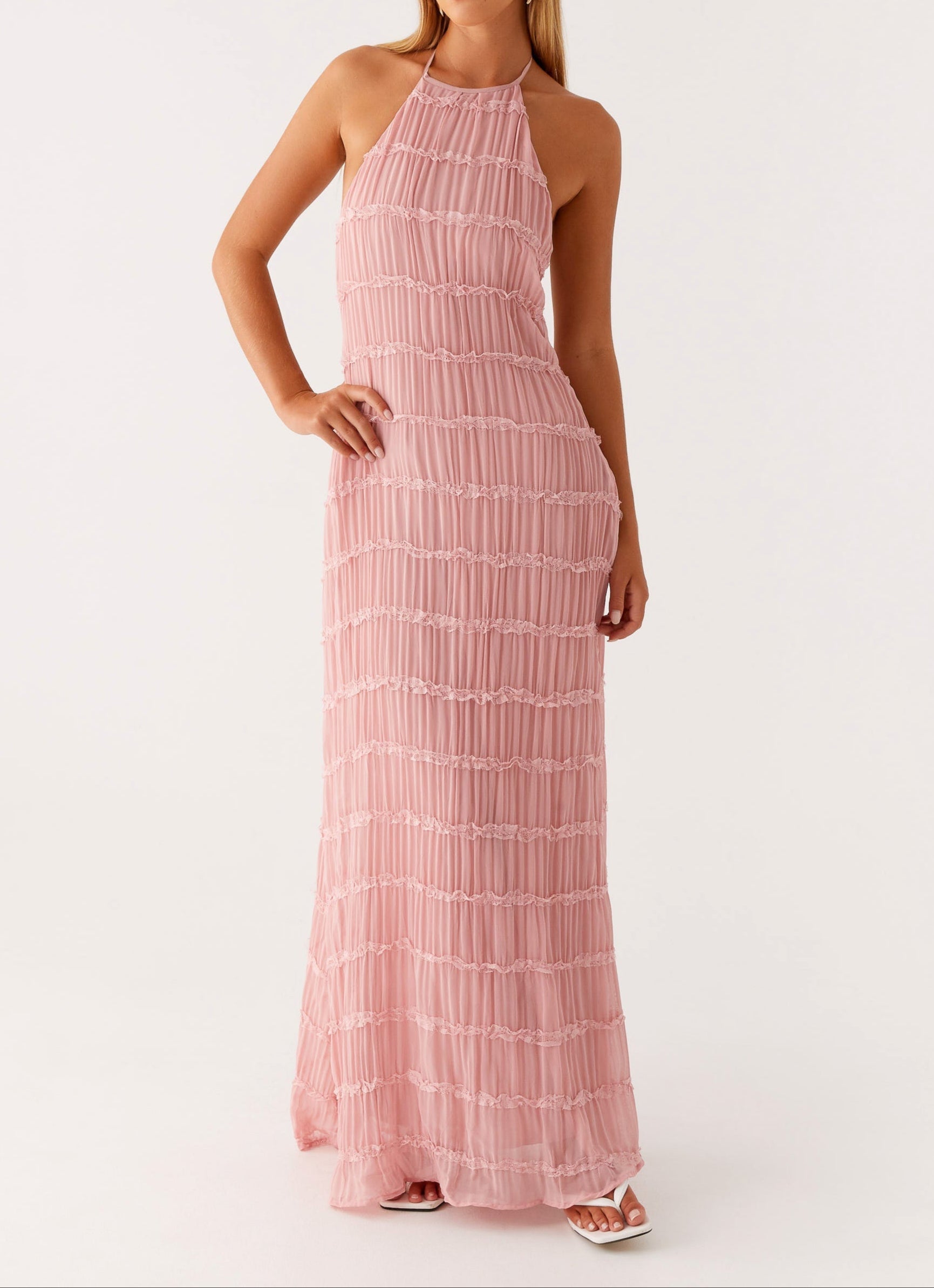 Romy | Halter Backless Textured Maxi Dress