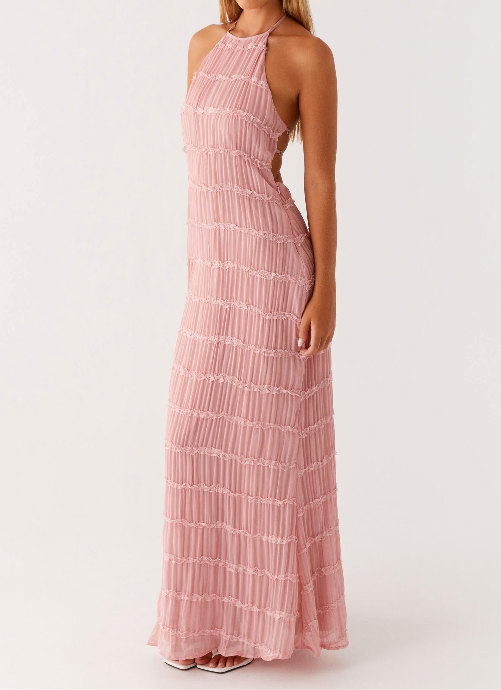 Romy | Halter Backless Textured Maxi Dress