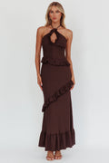 Lola | Halter Ruffle Textured Maxi Dress