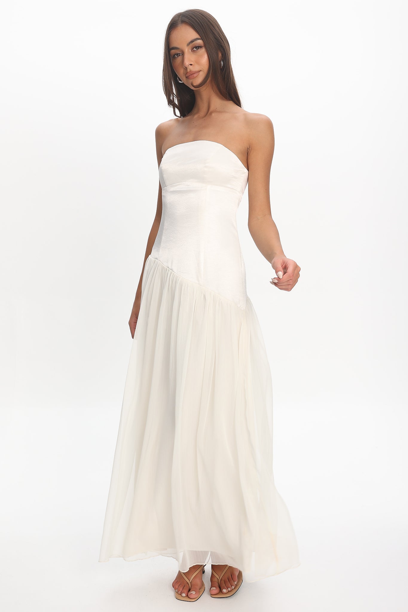 Faye | Strapless Corset Chiffon Maxi Dress