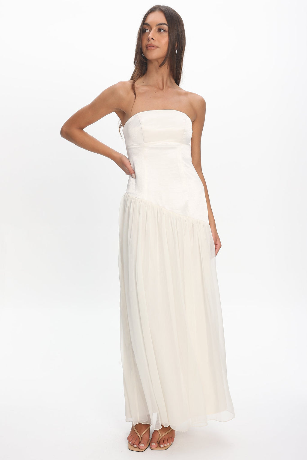 Faye | Strapless Corset Chiffon Maxi Dress