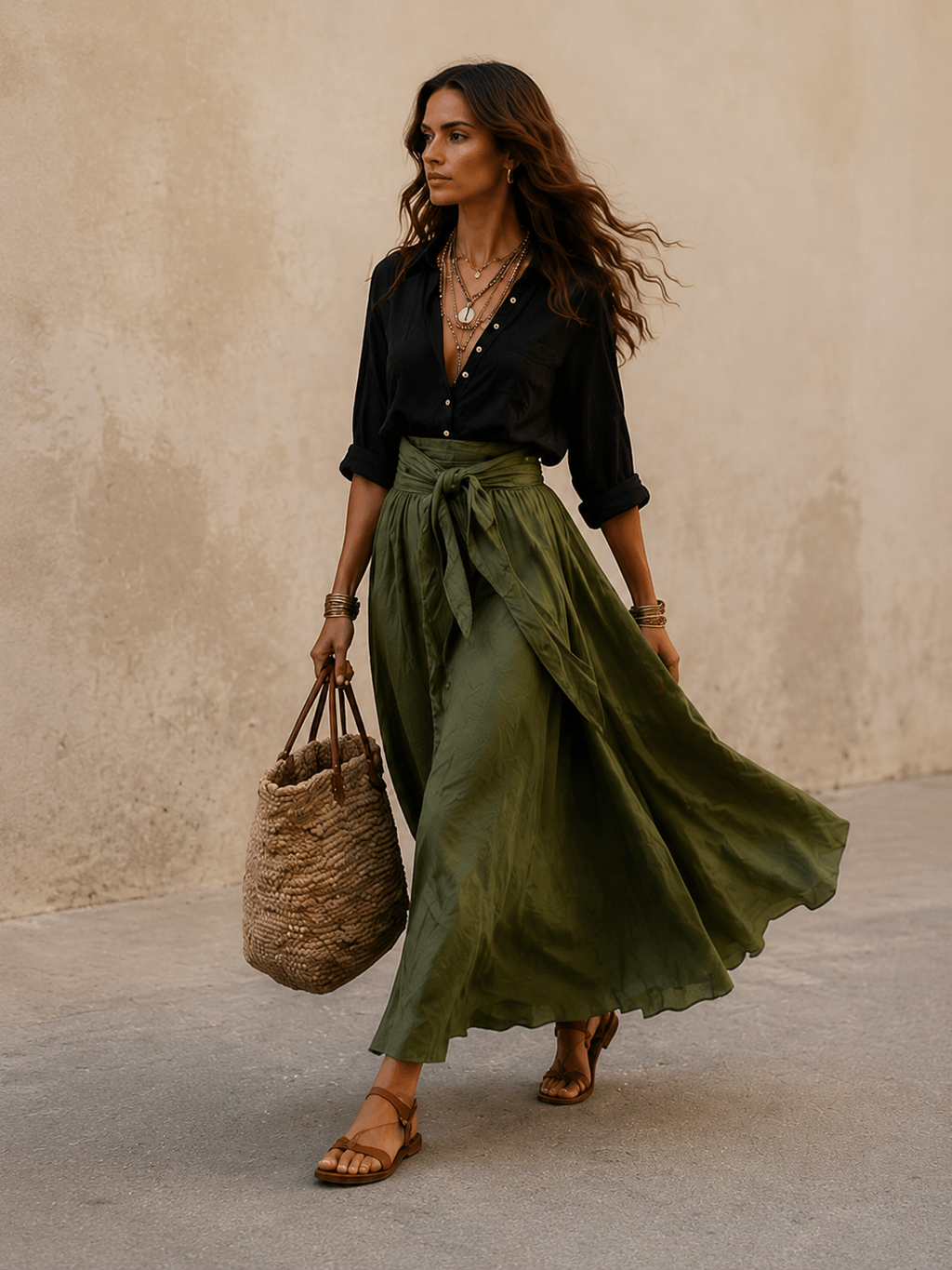 Tilly | Button-Up Top Tie-Waist Skirt Co-ord Set