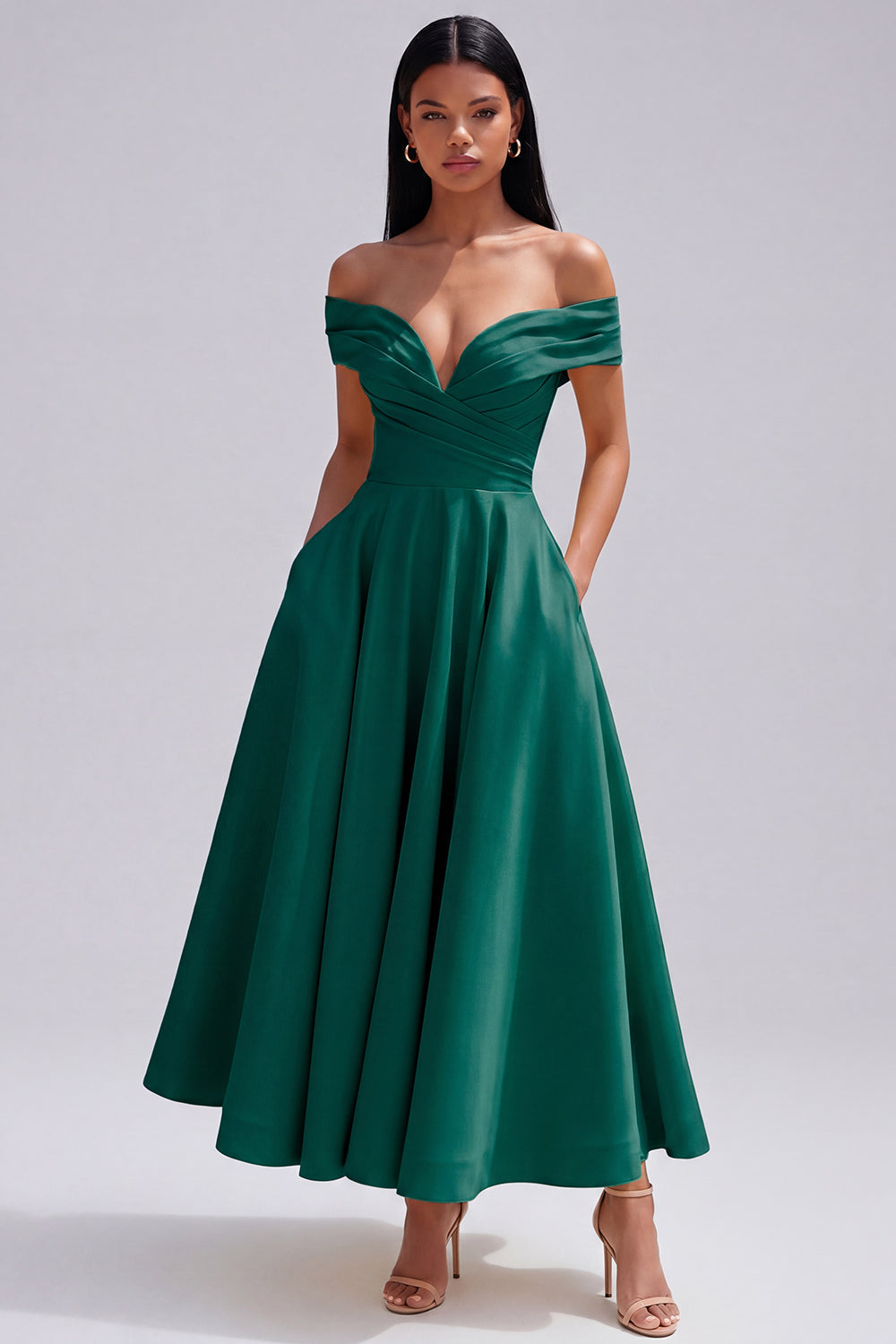 Indi | Off-Shoulder A-Line Midi Dress