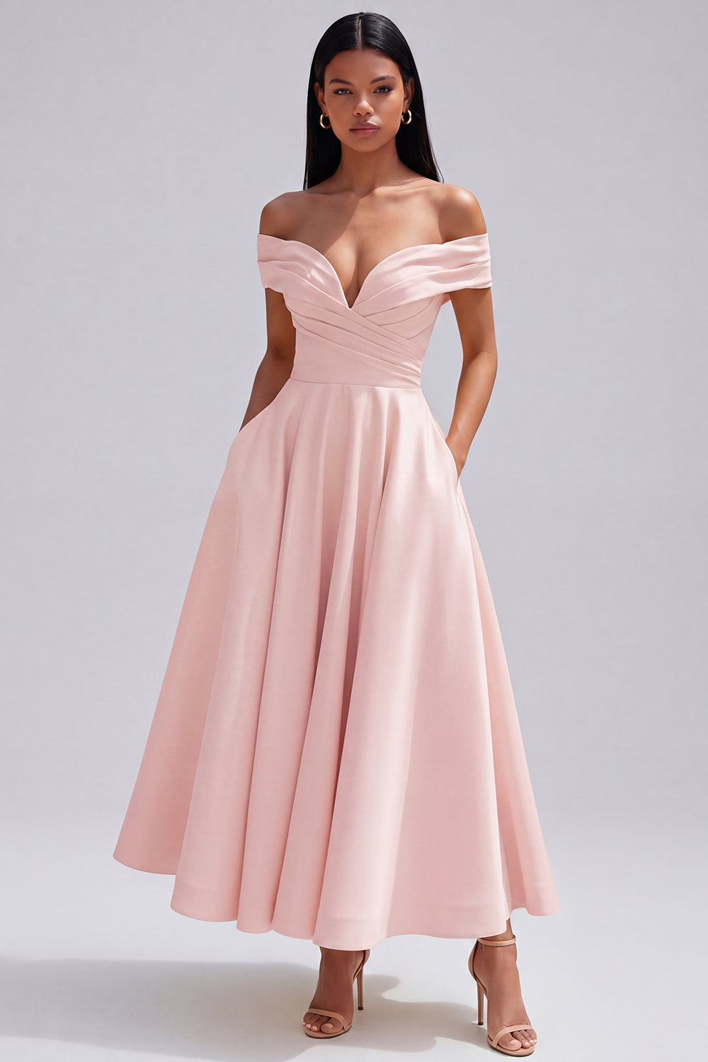 Indi | Off-Shoulder A-Line Midi Dress