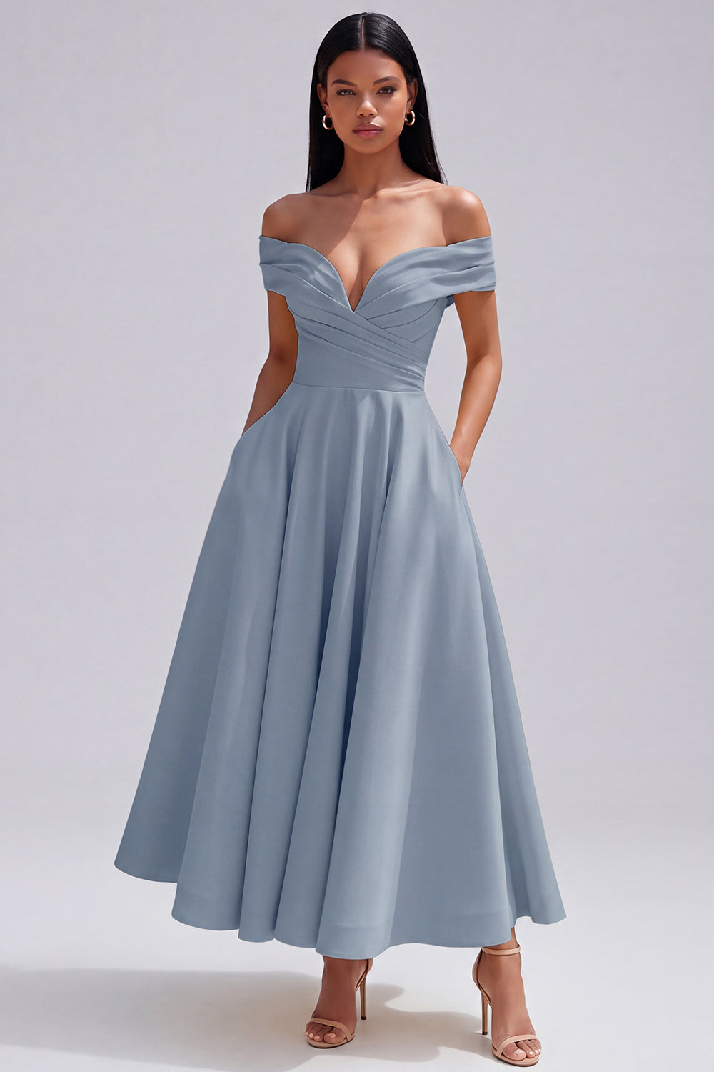 Indi | Off-Shoulder A-Line Midi Dress
