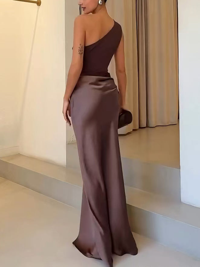 Lucia | Satin One-Shoulder Maxi Dress