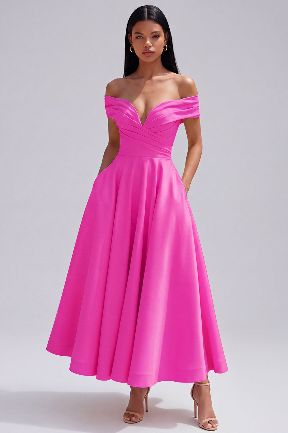 Indi | Off-Shoulder A-Line Midi Dress