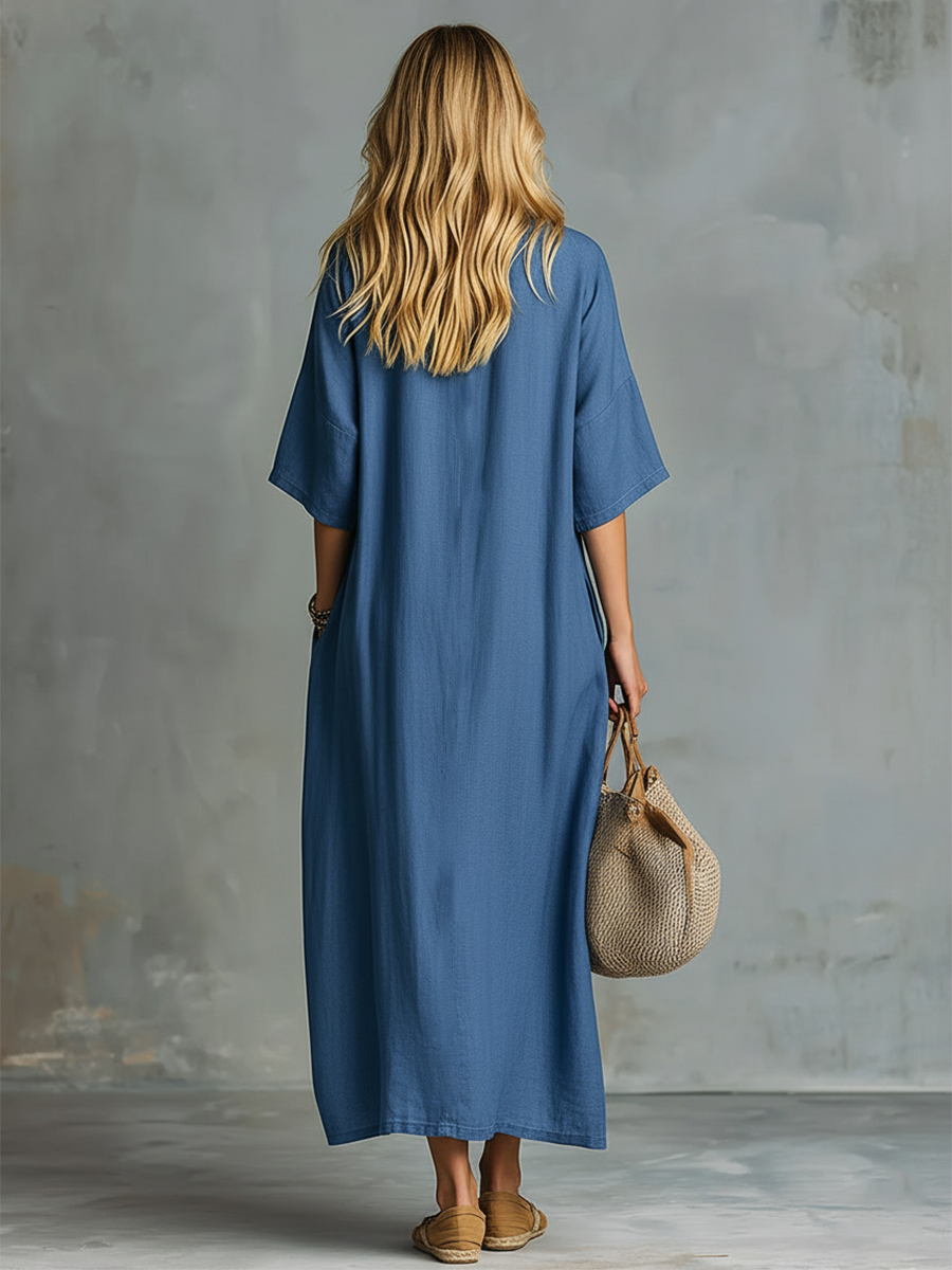 Jacky | Button-Front Oversized Shirt Maxi Dress