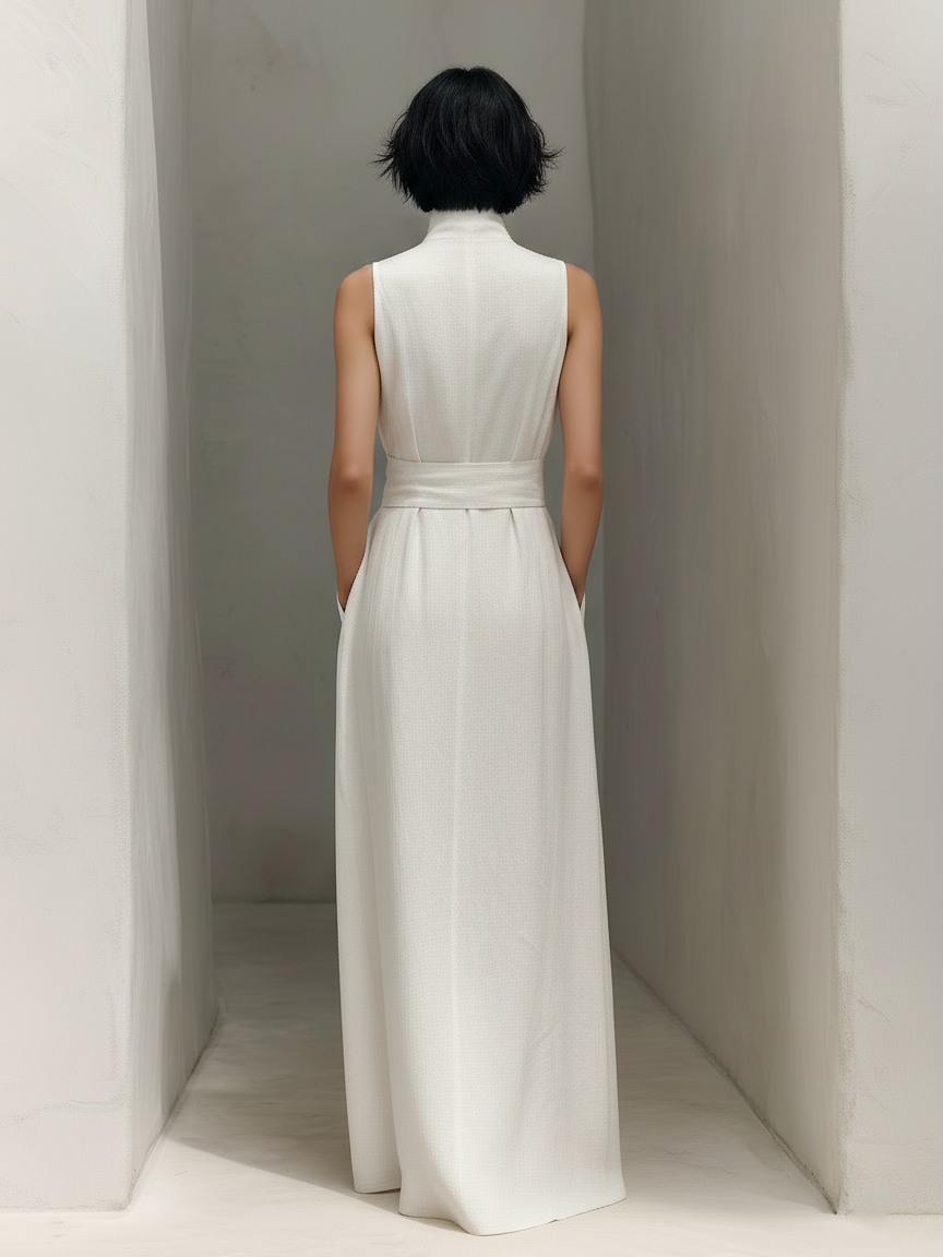 Lennon | Linen V-Neck Belted Wrap Maxi Dress