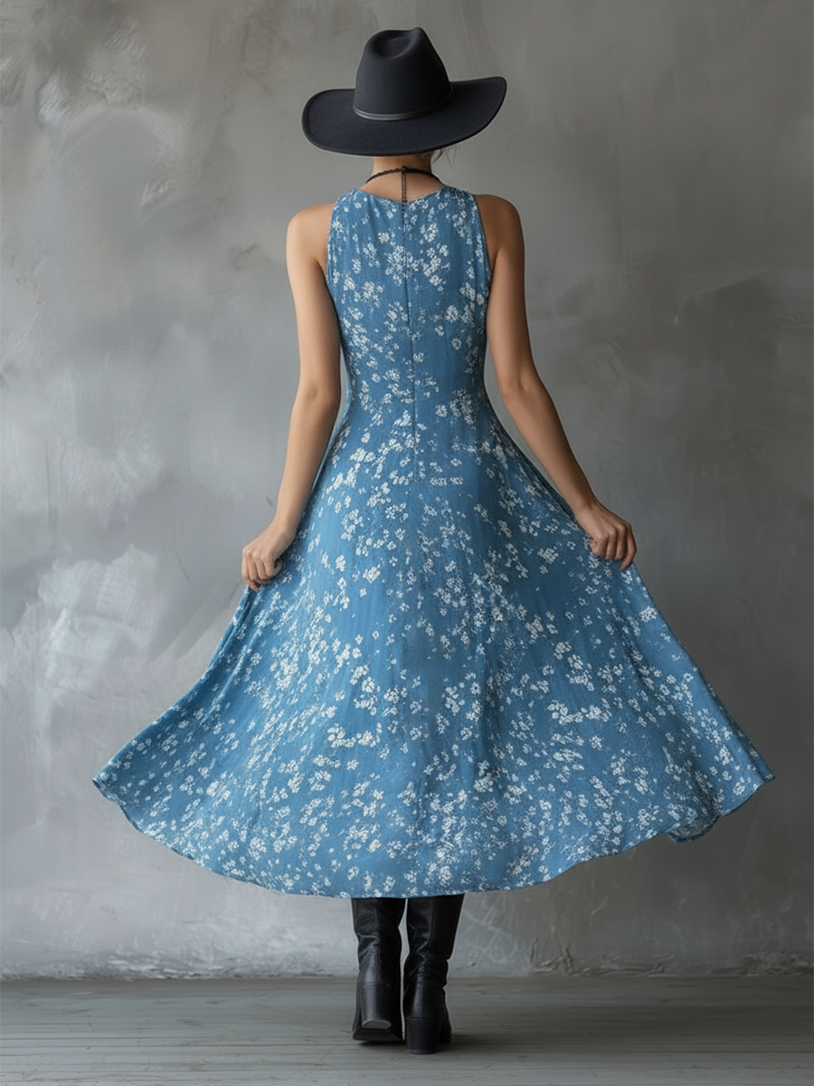 Melissa | Floral Chiffon Halter Maxi Dress
