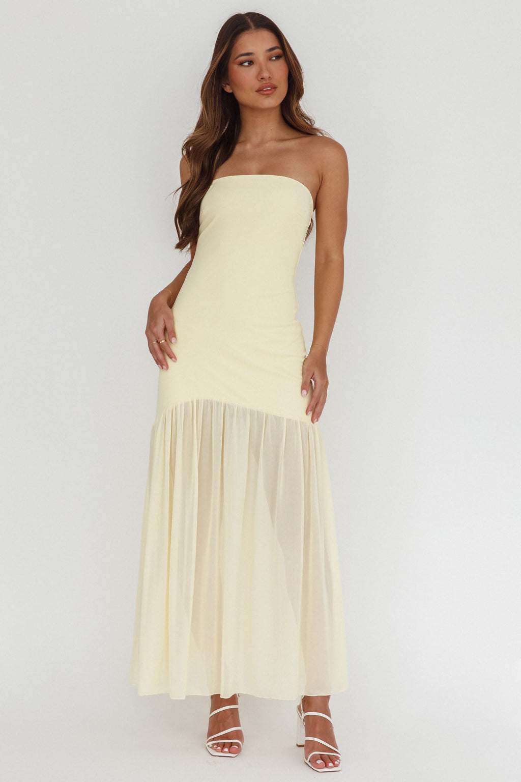 Capri | Strapless Mesh Drop-Waist Maxi Dress