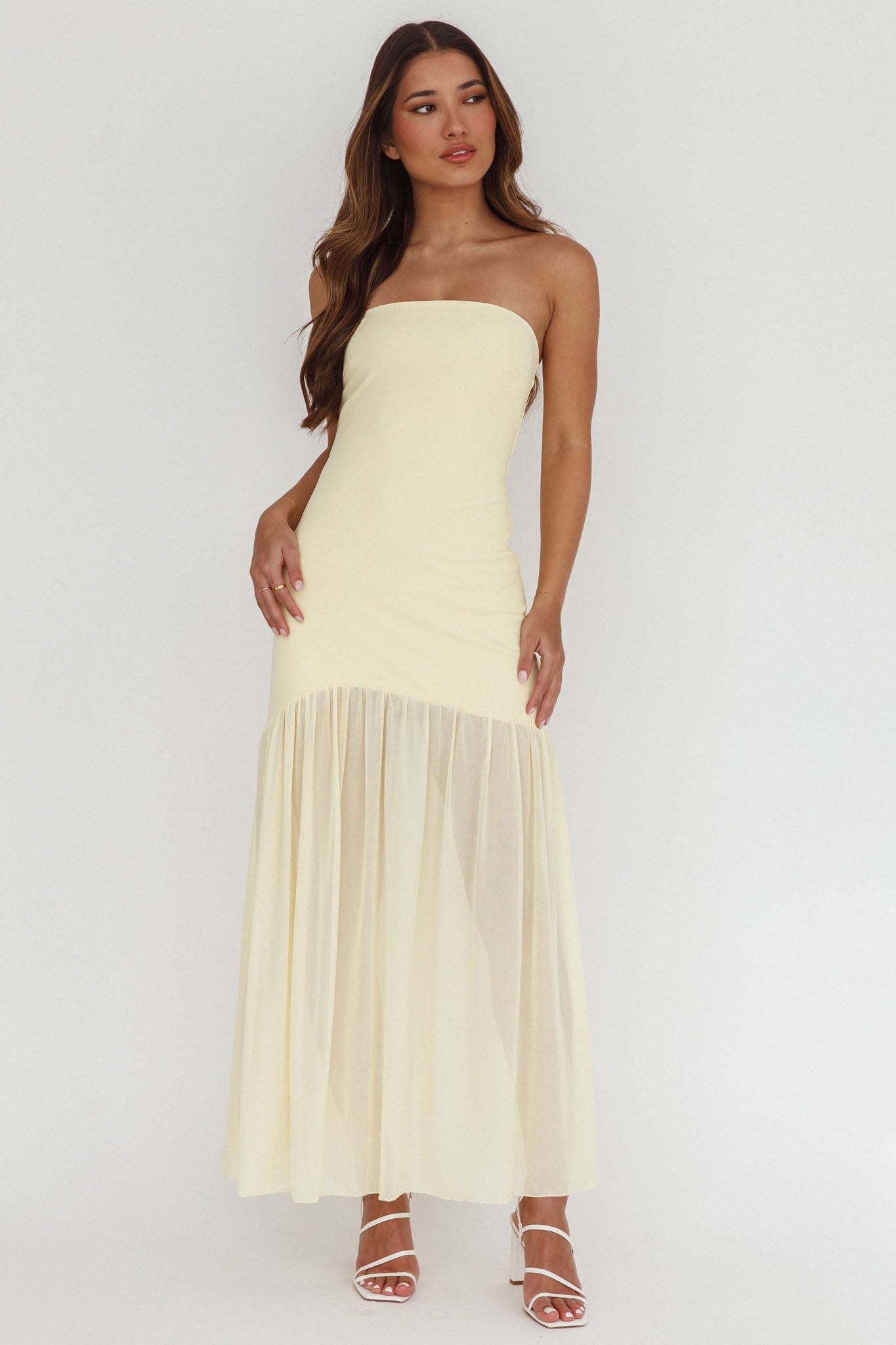 Capri | Strapless Mesh Drop-Waist Maxi Dress