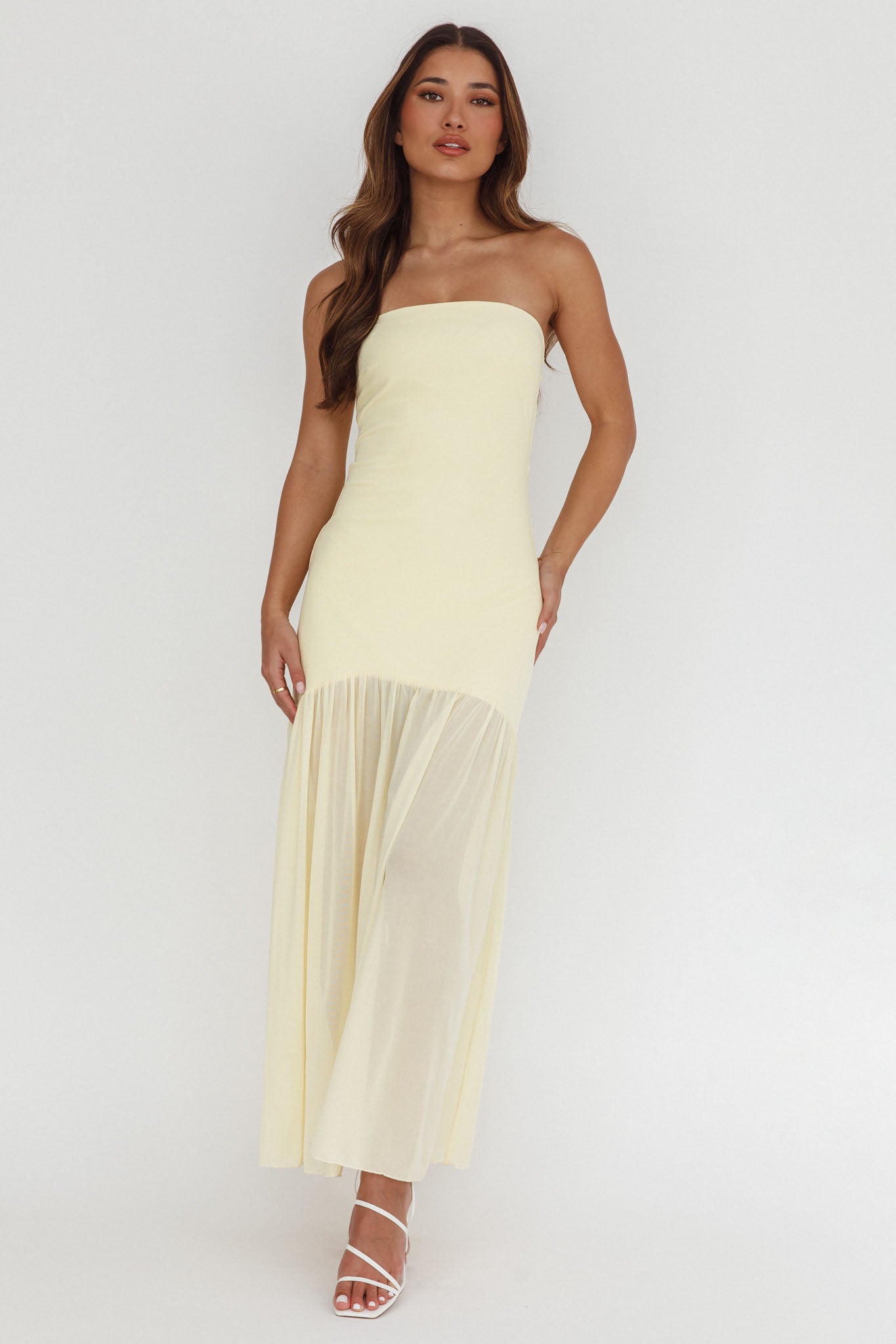 Capri | Strapless Mesh Drop-Waist Maxi Dress