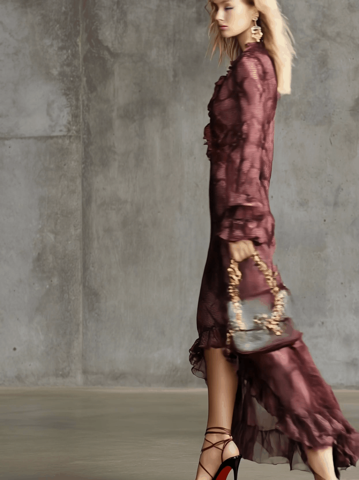 Donna | Snake Print Ruffle Sleeve Maxi Dress