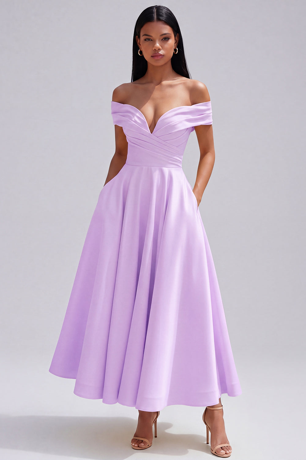 Indi | Off-Shoulder A-Line Midi Dress