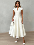 Talia | V-Neck Cap-Sleeve A-Line Midi Dress
