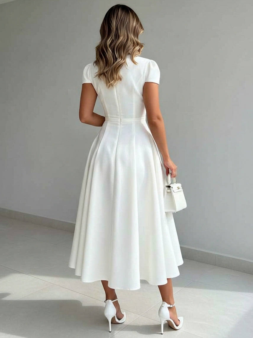 Talia | V-Neck Cap-Sleeve A-Line Midi Dress