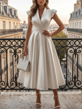 Nova | Satin V-Neck A-Line Midi Dress