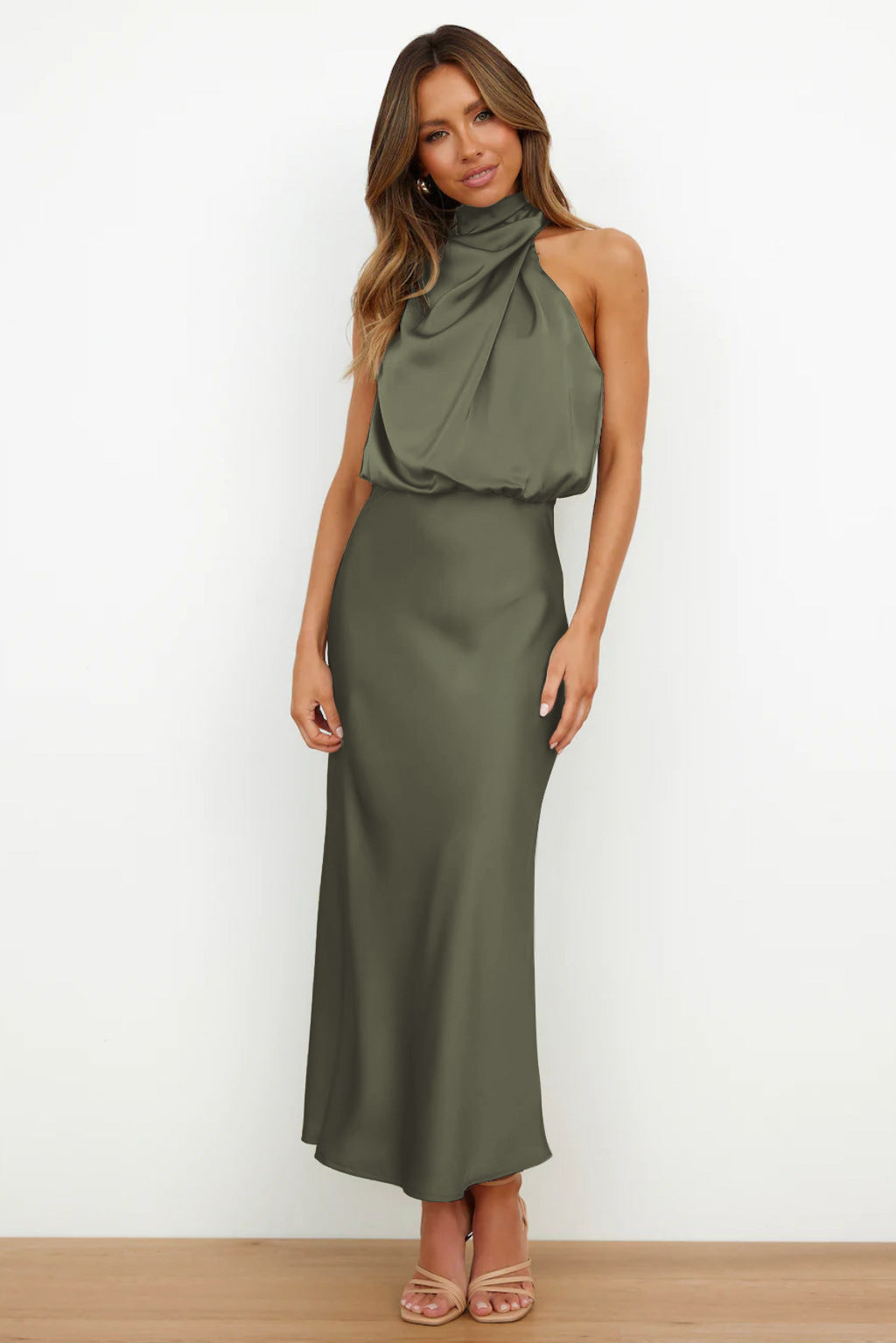 Vera | Satin High-Neck Halter Maxi Dress