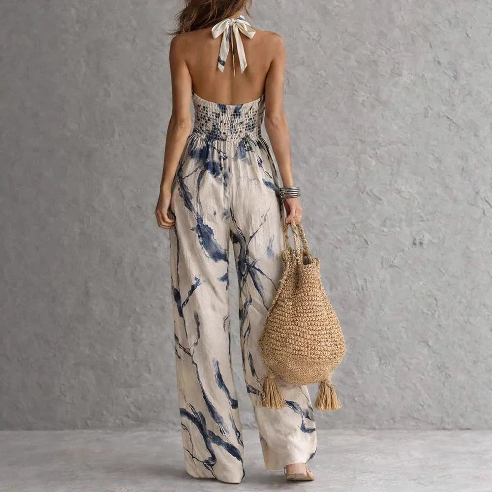 Esme | Linen Halter Wide-Leg Jumpsuit