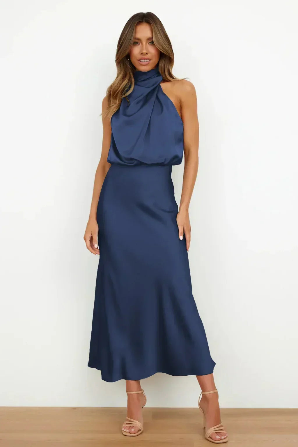 Vera | Satin High-Neck Halter Maxi Dress