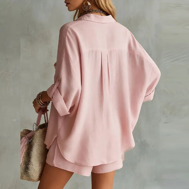 Carmen | Linen Oversized Shirt Shorts Co-ord Set