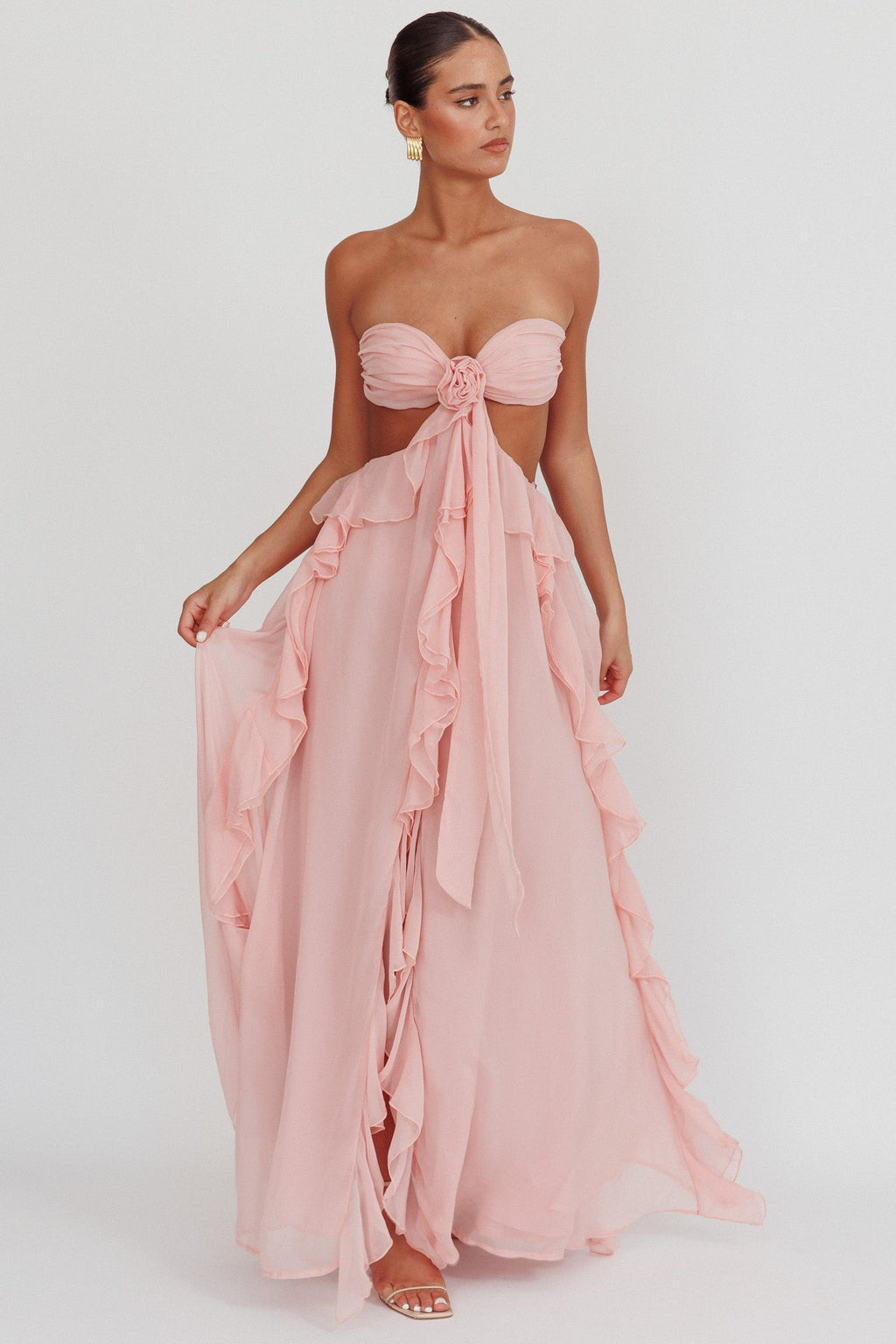 Coco | Strapless Ruffle Cutout Maxi Dress