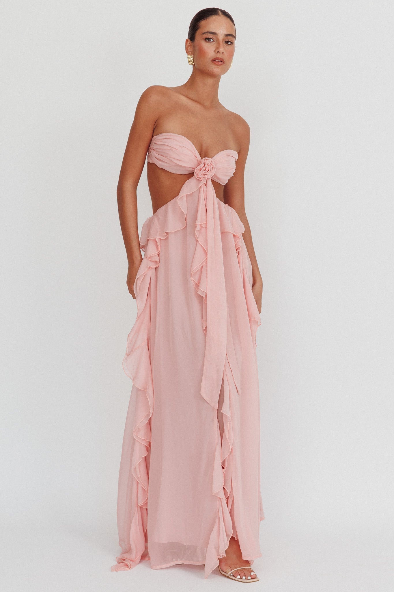 Coco | Strapless Ruffle Cutout Maxi Dress