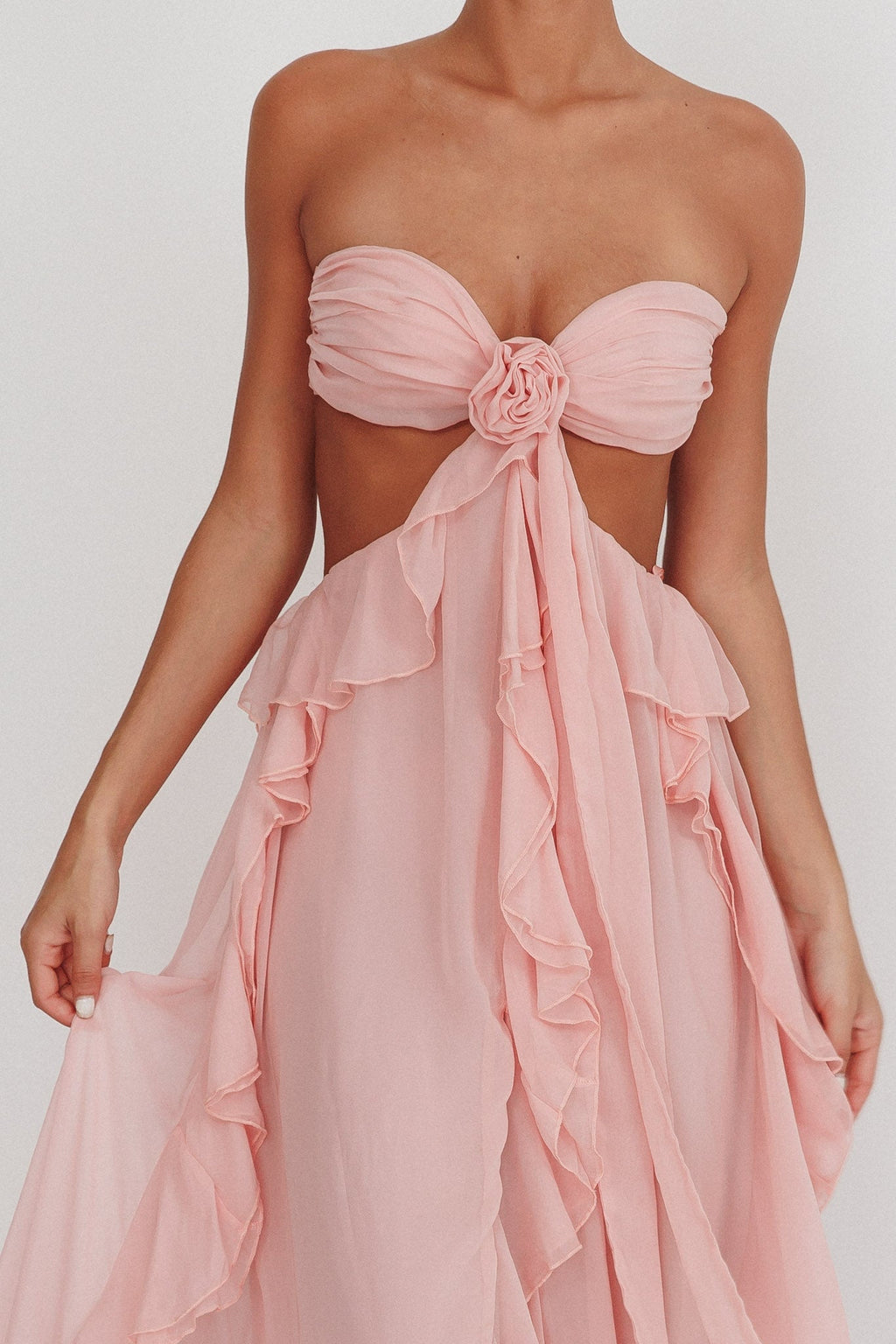 Coco | Strapless Ruffle Cutout Maxi Dress