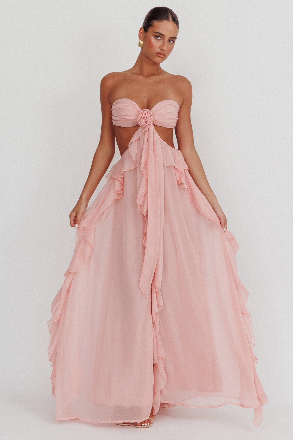 Coco | Strapless Ruffle Cutout Maxi Dress