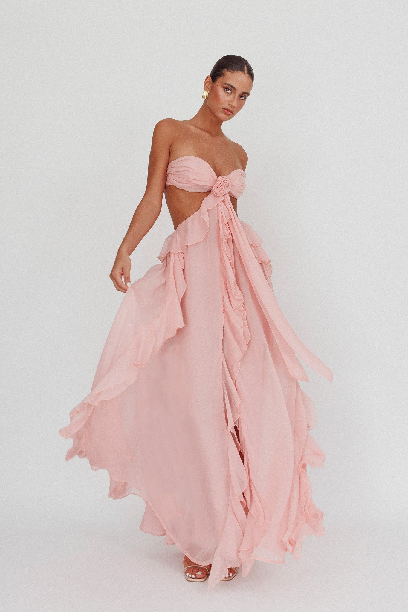 Coco | Strapless Ruffle Cutout Maxi Dress