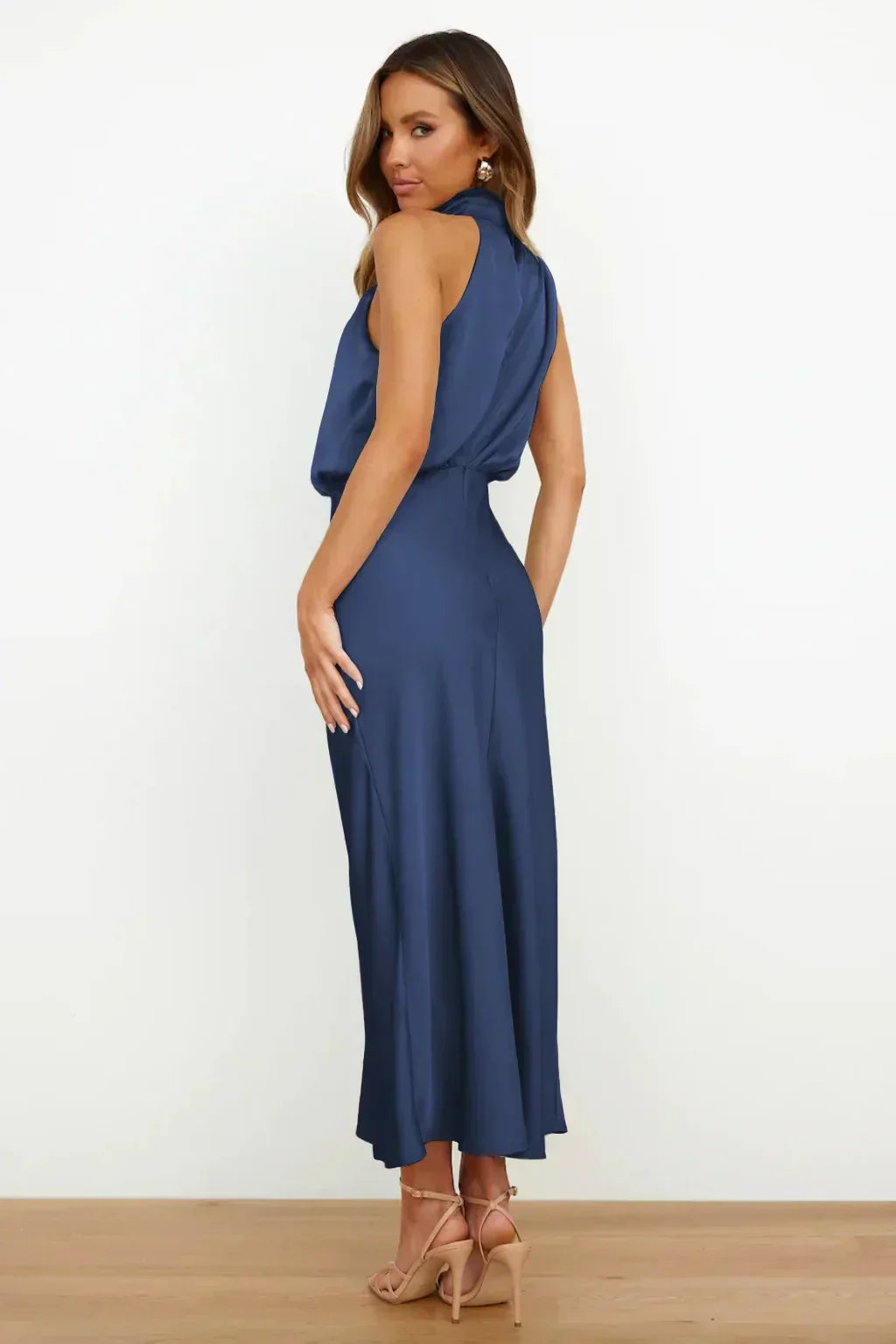 Vera | Satin High-Neck Halter Maxi Dress