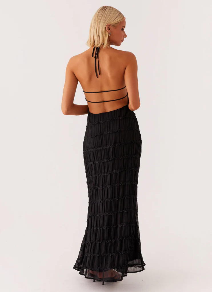 Romy | Halter Backless Textured Maxi Dress