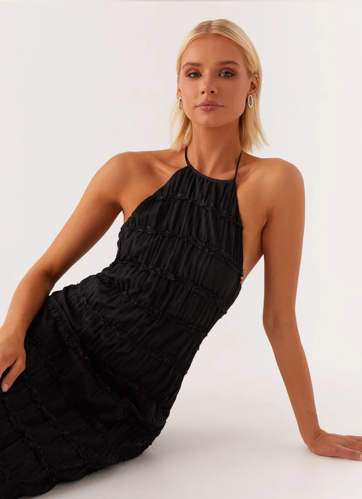 Romy | Halter Backless Textured Maxi Dress