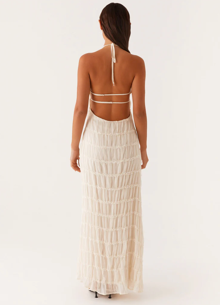 Romy | Halter Backless Textured Maxi Dress