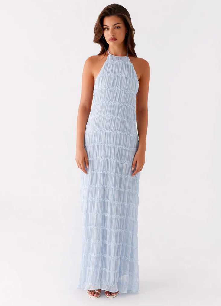 Romy | Halter Backless Textured Maxi Dress