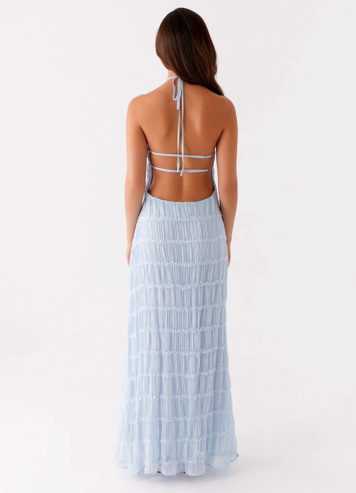 Romy | Halter Backless Textured Maxi Dress