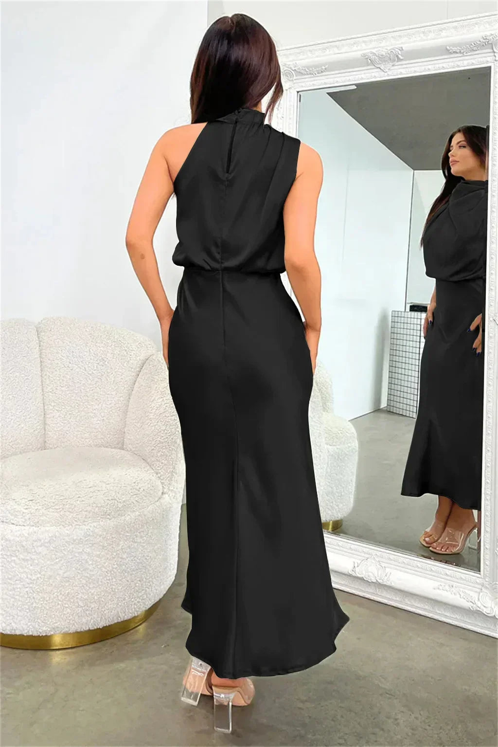 Vera | Satin High-Neck Halter Maxi Dress